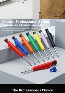 Vue détaillée de crayons de marquage pour charpente profonde colorés avec pointe métallique.