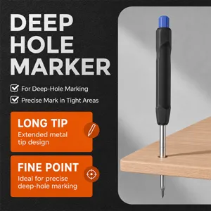 Crayon mécanique pour menuiserie à trou profond avec pointe métallique longue et précise.