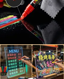 Uitwisbare vloeibare krijtmarker voor LED-schrijfborden, glazen ramen en creatieve neongraffiti.