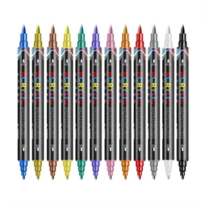 Doppelspitze Acrylmalstifte 12 Farben Set für Künstler Malen und Basteln Design DIY