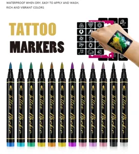 12 Colores Rotuladores de Tatuaje Lápices de Pintura Corporal con Plantillas Niños Arte