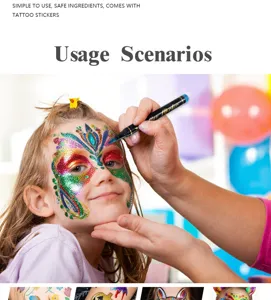 Bolígrafo de pintura facial para niños juego de rotuladores de tatuaje con purpurina.