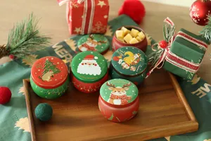 Boîte en métal de emballage de cadeau de vacances de bidon de tambour de Noël pour les bonbons