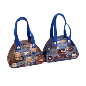 Schattige cartoon handtas vorm blikken dozen voor kinderfeestjes en snoepgoed cadeauverpakking