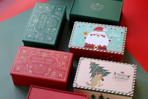 Boîte en fer-blanc rectangulaire de Noël emballage pour biscuits et bonbons de fête