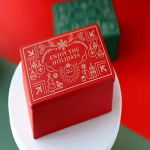 Boîte en fer rectangulaire de Noël biscuits bonbons emballage en métal cadeau boîte