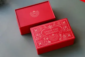 Boîte cadeau en fer-blanc rectangulaire de Noël rouge pour biscuits et bonbons emballage