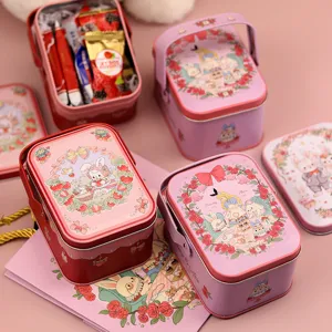 Boîte à Bonbons Portable en Fer-Blanc Mignon Dessin Animé Animal Boîte Cadeau de Fête de Mariage Contenant en Métal Décoratif