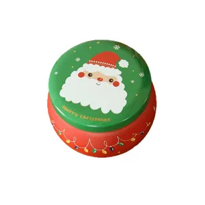 Boîte en métal ronde de Noël pour bonbons, bougies parfumées et emballage de cadeaux.