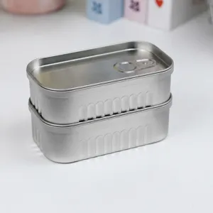 Boite de rangement en metal de sardine double couche papeterie creative emballage vide
