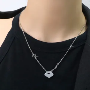 Collana con Pendente a Lucchetto in Stile Cinese Placcata in Rame Giada Bianca Artificiale Nuvola Catena da Clavicola