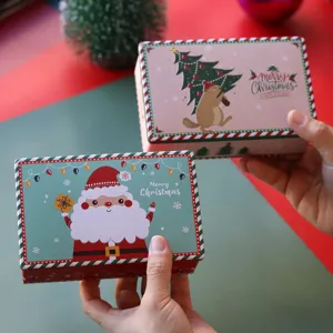 Boîte en fer-blant rectangulaire de Noël emballage cadeau pour biscuits et bonbons
