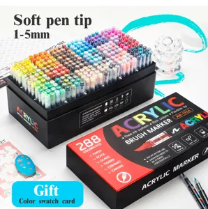 288 colors acrylic paint markers set with soft tip for rock painting, canvas, ceramic, and art.