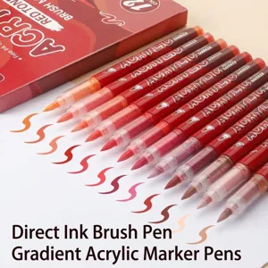 Profi-Set mit roten Verlaufs-Acrylmarkern mit flexiblen Pinselspitzen für Zeichnungen