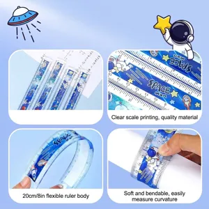 Règle souple 20cm/8 pouces thème espace dessin animé pour élèves et dessin