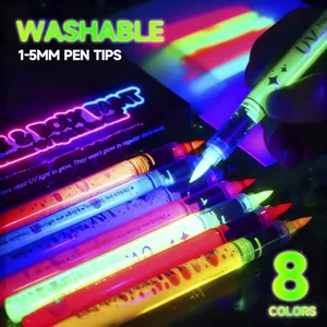 Direct Liquid Fluorescent Marker Pen UV Glow Face Body Paint Pen Waterproof Neon Highlighter For Party Concert Halloween