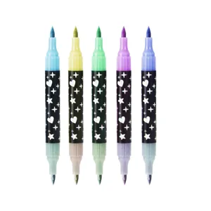 Set mit 5 doppelendigen Glitzermarkern mit holografischen Sternmustern zum DIY-Zeichnen
