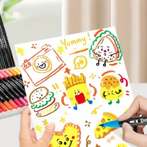 Double-ended watercolor marker pen set, quick-drying art drawing pens for students.
