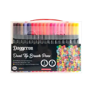 36-Color Dual Tip Brush Pens Set, Fine and Flexible Brush Tips for Art Drawing and Lettering.