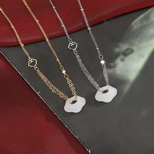 Collana lucchetto della pace in giada Hetian con ciondolo nuvola xiangyun oro argento