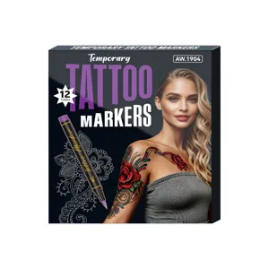 Set de rotuladores de tatuaje temporal con 12 colores, bolígrafos de pintura corporal.