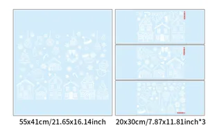 Detailliertes Maßdiagramm der Weihnachtsaufkleber mit Größen für jedes Blatt