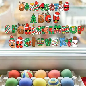 Autocollants statiques de Noël avec lettres et chiffres pour décoration vitrine
