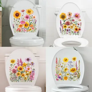 Waterdichte Zonnebloem En Wilde Bloemen Zelfklevende Muurstickers Voor Badkamer Toilet Koelkast Decoratie PVC Bloemen Kunst Decals