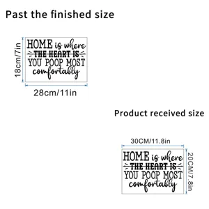 Dimensional diagram for waterproof bathroom wall sticker with funny quote text