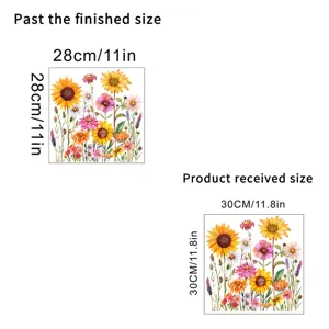 Gedetailleerde afmetingen voor zonnebloem wilde bloemen muursticker, 30 cm maat