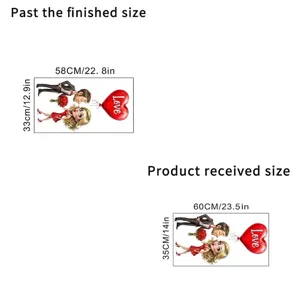 Dimensions for Valentine's cartoon couple wall sticker with heart balloon design