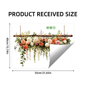 Autocollant statique de fleurs et roses pour fenêtre, dimensions de 55cm x 40cm