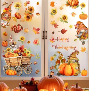 Stickers de Thanksgiving vibrants avec citrouilles, tournesols et feuilles d'automne.
