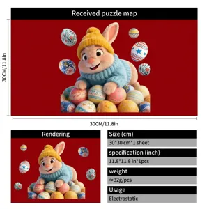 Easter Bunny 3D static window cling sticker with colorful eggs and product specifications