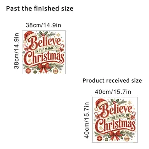 Detailed size specifications for Christmas magic window static cling sticker display.