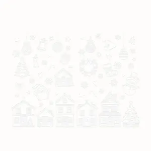 Weiße Weihnachtsfensteraufkleber Set mit Schneeflocken, Häusern und festlichen Motiven
