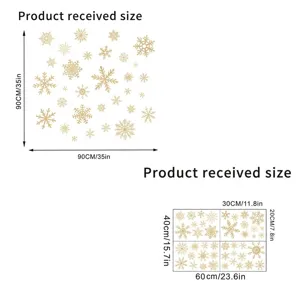 Dimensioni e layout dettagliati degli adesivi statici per finestre con fiocchi di neve dorati