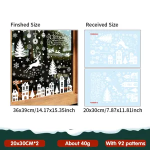 Weiße Weihnachtsfenster-Sticker Set mit Rentieren, Schneeflocken und Tannenbäumen