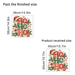 Detailed size specifications for Christmas HO HO HO window stickers, 38cm and 40cm.