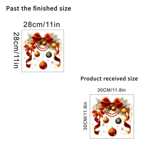 Detailed dimensions of Christmas bow and ball static glass sticker for window decoration
