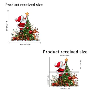 Dimensions of Christmas Santa Claus window stickers in 60x60cm and two 30x60cm layouts.