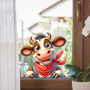 Cute cartoon cow window sticker decal for shop glass door and home house decoration