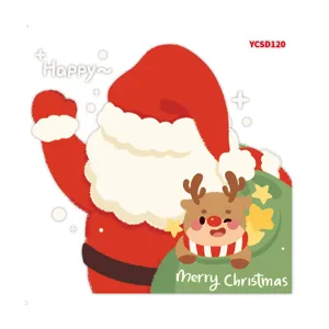 Schattige Kerstman en rendier sticker voor een feestelijke wanddecoratie in het huis