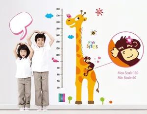 Cartoon Giraffe Höhenmessung Wandtattoo Für Kinderzimmer Abnehmbare PVC Messlineal DIY Tier Wandaufkleber Kinderzimmer Deko