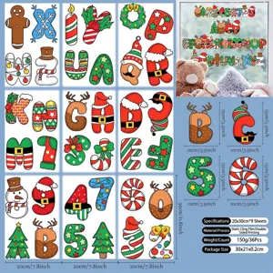 Spécifications et dimensions des autocollants statiques de Noël pour lettres et chiffres