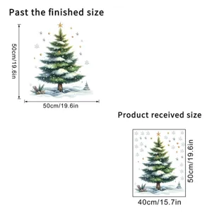 Detailed measurement guide for Christmas tree and snowflake static window decoration stickers