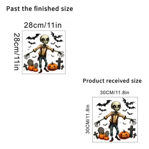 Halloween skeleton and pumpkin sticker dimensions for window decoration display