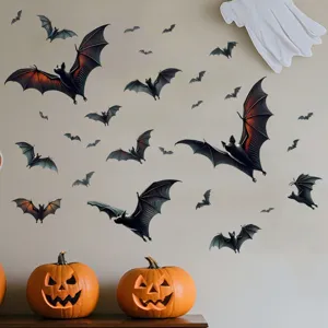 Spooky realistic 3D black bat wall stickers for Halloween party and home decoration