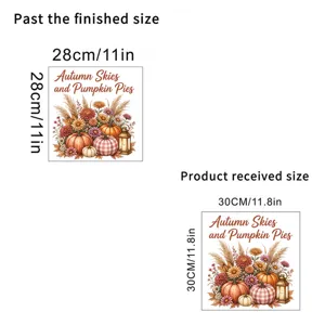 Adesivo per finestra con zucca autunnale che mostra le dimensioni di 28 cm finito e 30 cm