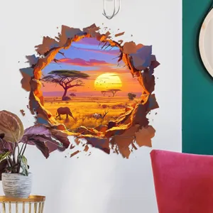 3D-Wandaufkleber mit afrikanischer Savannenlandschaft für Wohndekoration